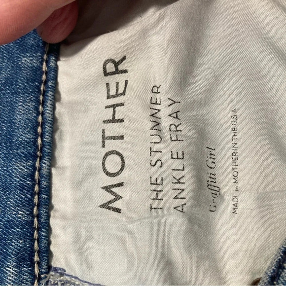 MOTHER Jeans Sz 25 The Stunner Ankle Graffiti Girl Distressed Buttonfly Jeans - Picture 9 of 15